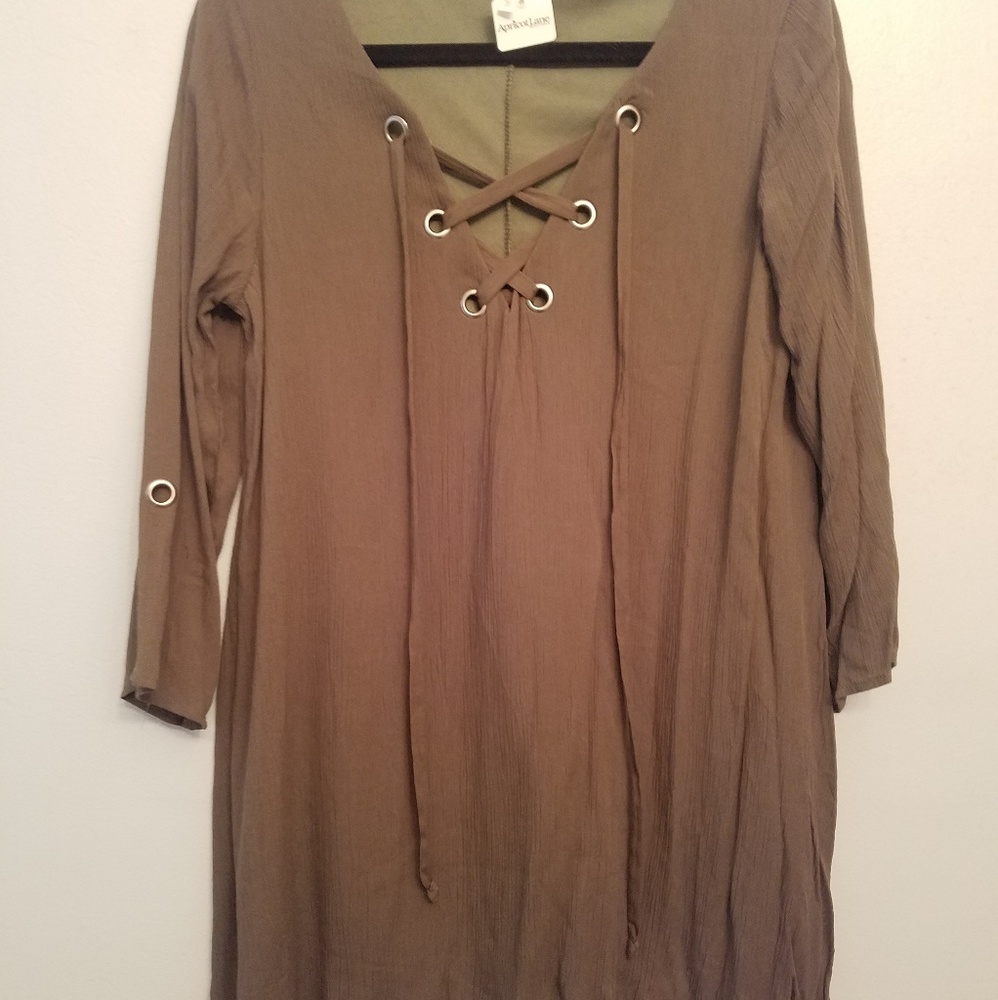 Olive lace up dress
